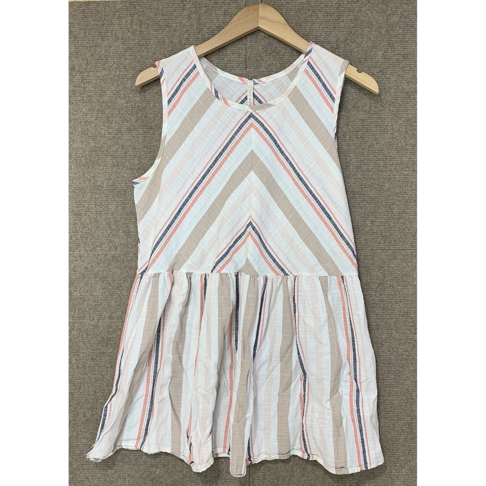 Lime And Chili Cotton Babydoll Dress Tunic Vertical Stripe Sleeveless M No Tag